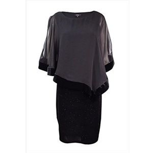 MSK Glitter Velvet Chiffon Caplet Sheath Dress 6